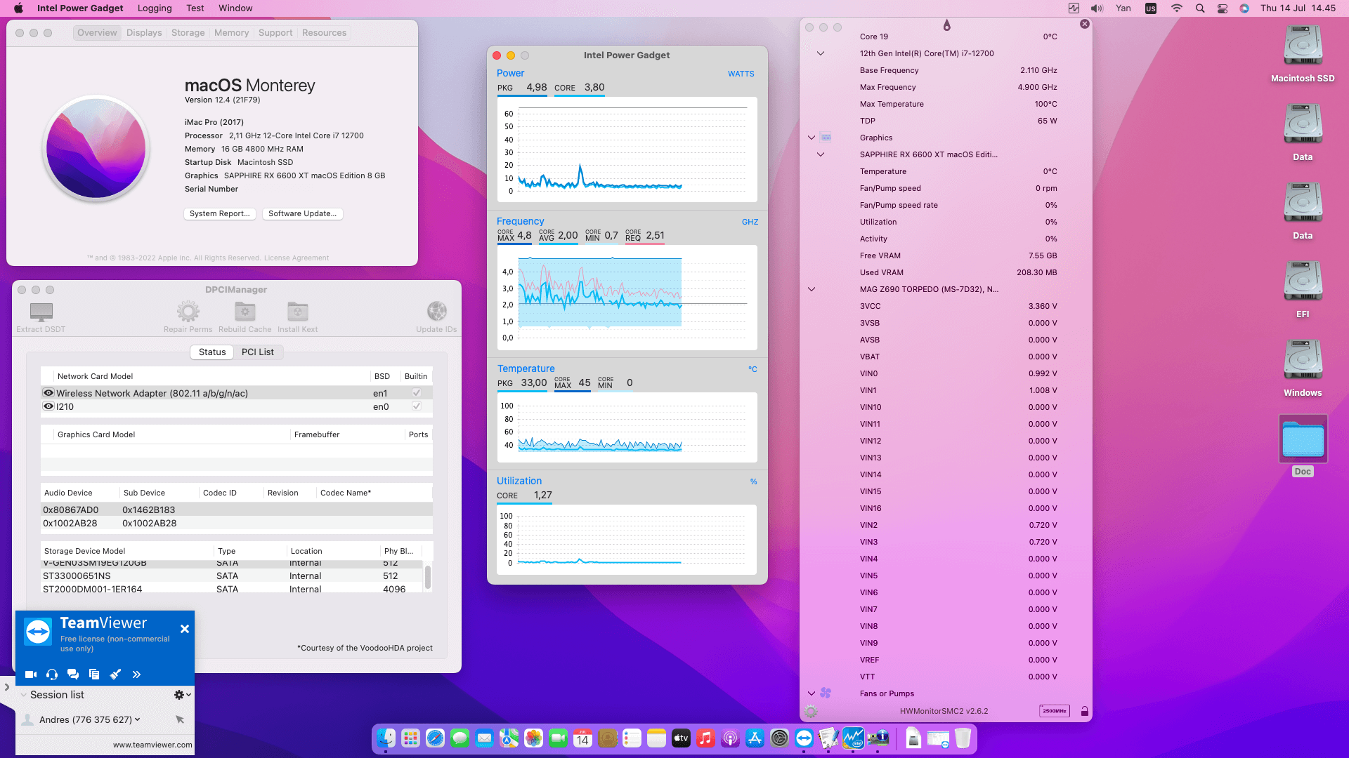 Success Hackintosh macOS Monterey 12.4 Build 21F79 in MSI MAG Z690 Torpedo + Intel Core i7 12700 + Sapphire RX 6600 XT